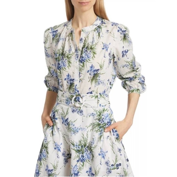 Veronica Beard Ashlynn Cotton Blouse in Off-White Multi Size 8 - Picture 3 of 12